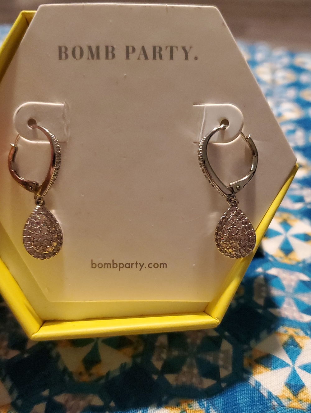 NIB Bomb Party Lab Created Rose Quartz Earrings